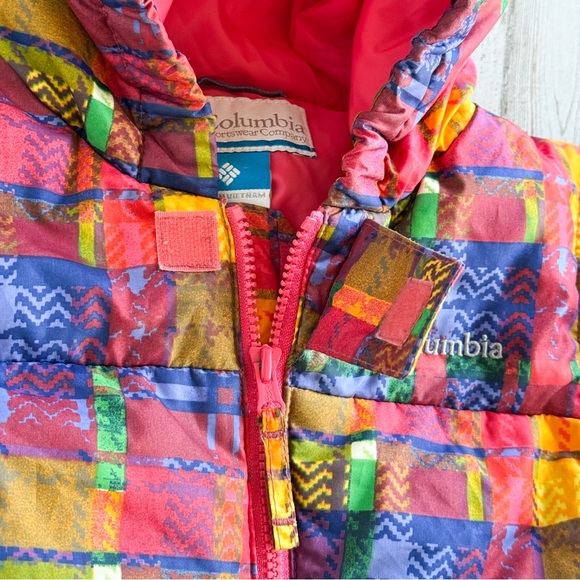 Columbia Snuggly Bunny Baby Snowsuit 6M Patchwork Plaid Bunting Hooded One-Piece - Picture 5 of 14